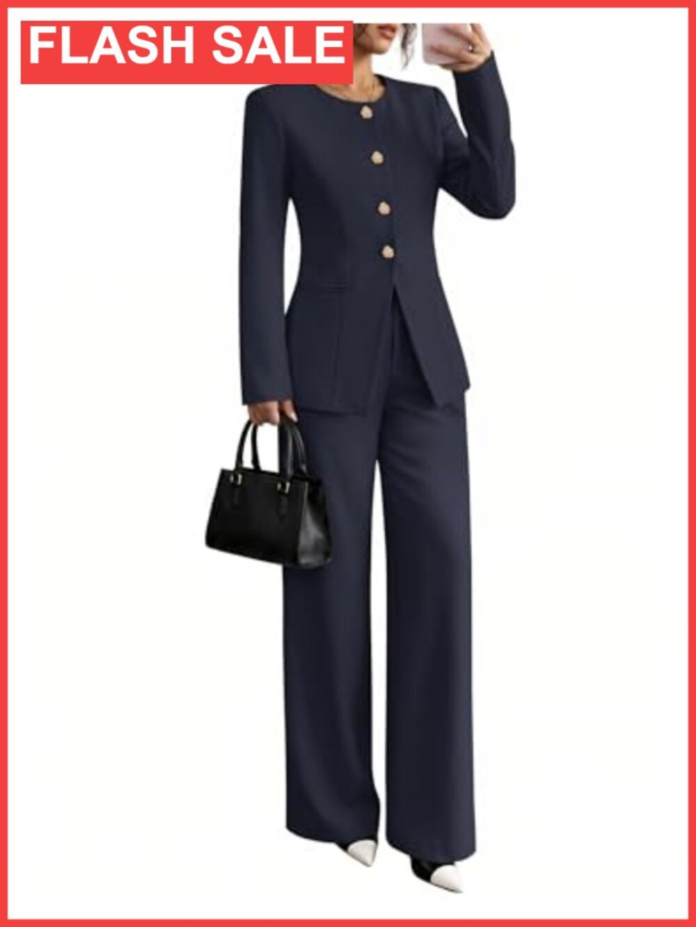 Two Piece Pantsuit Set Wide Leg Business Casual Blazer Outfit